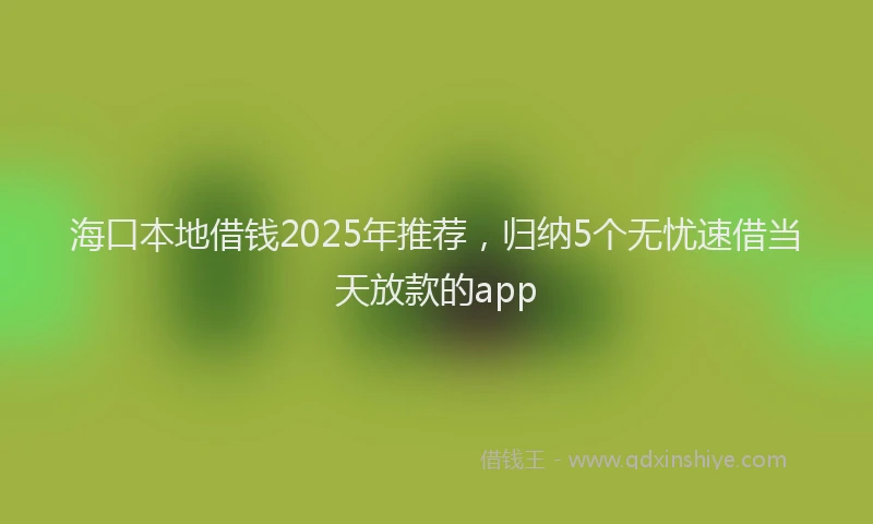 海口本地借钱2025年推荐，归纳5个无忧速借当天放款的app