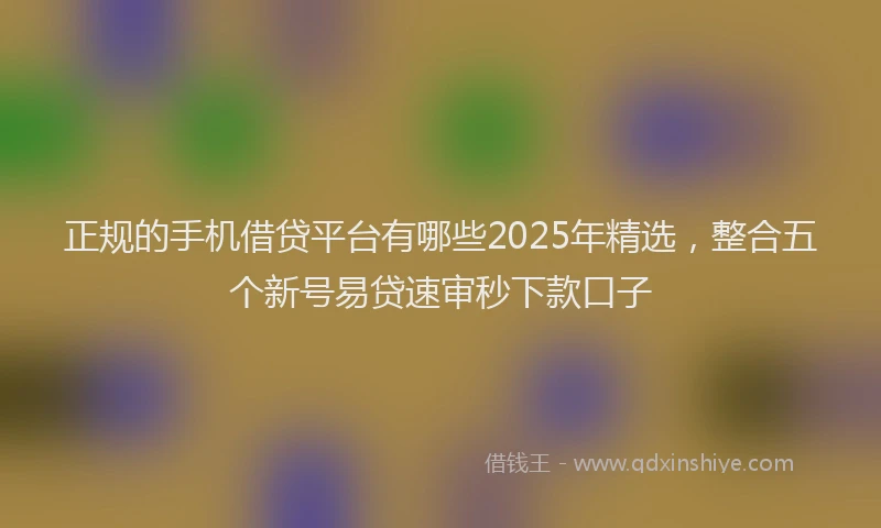 正规的手机借贷平台有哪些2025年精选，整合五个新号易贷速审秒下款口子