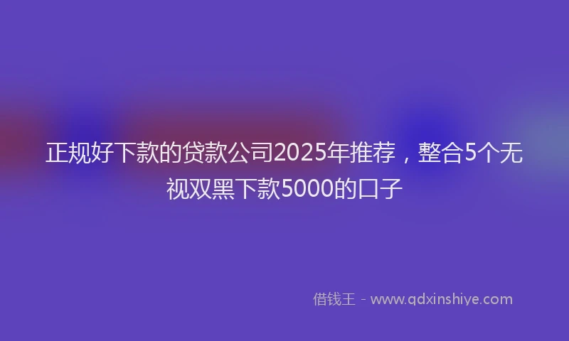 正规好下款的贷款公司2025年推荐，整合5个无视双黑下款5000的口子