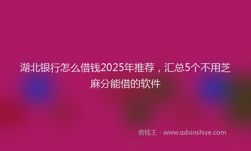 湖北银行怎么借钱2025年推荐，汇总5个不用芝麻分能借的软件