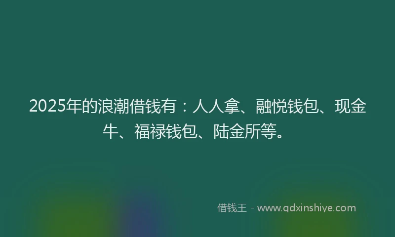 2025年的浪潮借钱有：人人拿、融悦钱包、现金牛、福禄钱包、陆金所等。