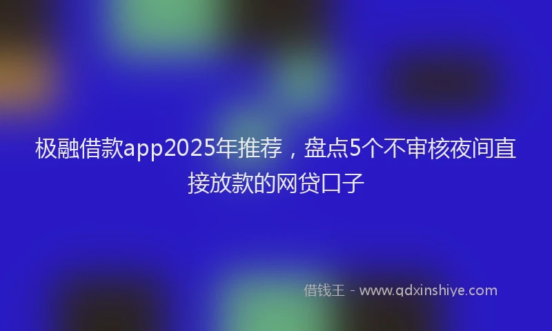 极融借款app2025年推荐，盘点5个不审核夜间直接放款的网贷口子