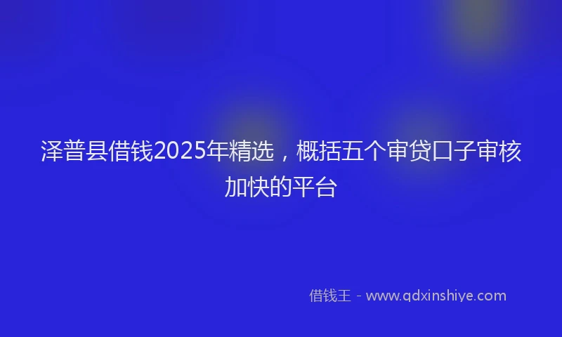 泽普县借钱2025年精选，概括五个审贷口子审核加快的平台