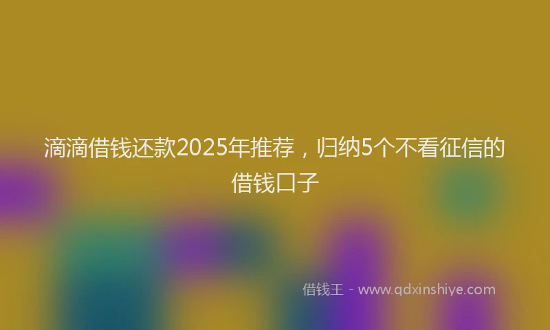 滴滴借钱还款2025年推荐，归纳5个不看征信的借钱口子