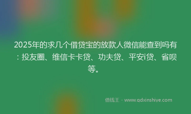 2025年的求几个借贷宝的放款人微信能查到吗有：投友圈、维信卡卡贷、功夫贷、平安i贷、省呗等。