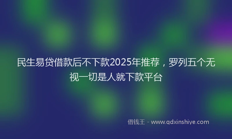 民生易贷借款后不下款2025年推荐，罗列五个无视一切是人就下款平台
