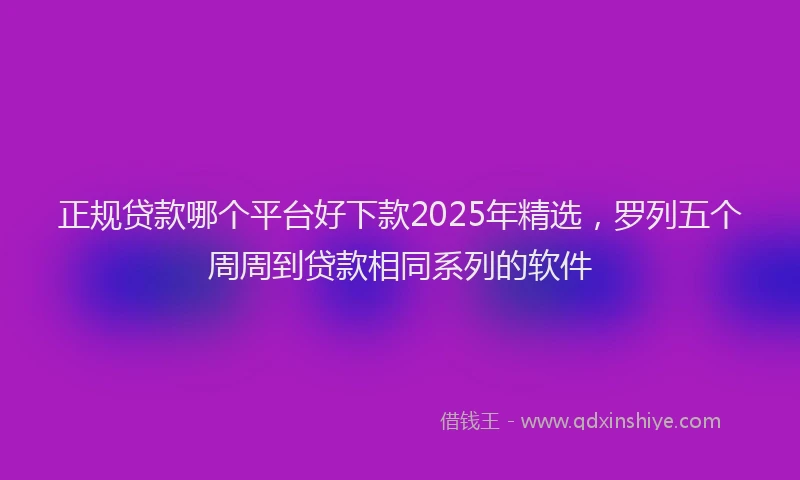 正规贷款哪个平台好下款2025年精选，罗列五个周周到贷款相同系列的软件