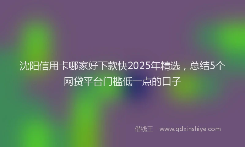 沈阳信用卡哪家好下款快2025年精选，总结5个网贷平台门槛低一点的口子