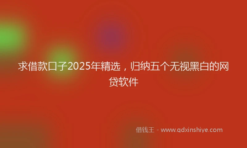 求借款口子2025年精选，归纳五个无视黑白的网贷软件