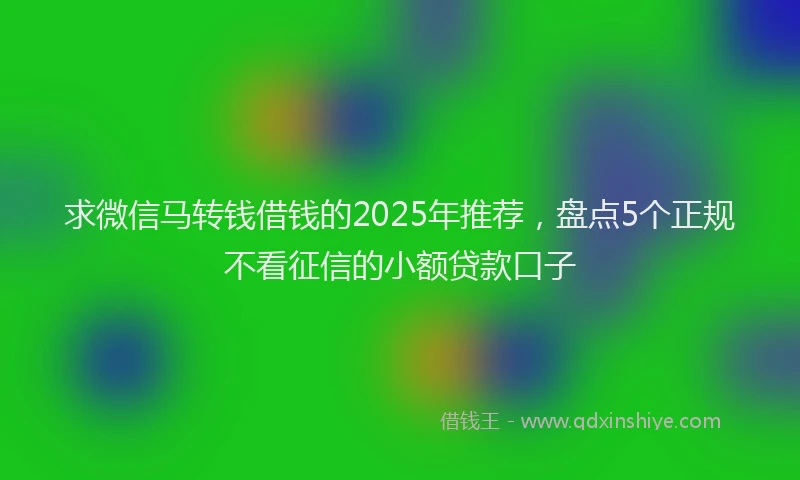 求微信马转钱借钱的2025年推荐，盘点5个正规不看征信的小额贷款口子