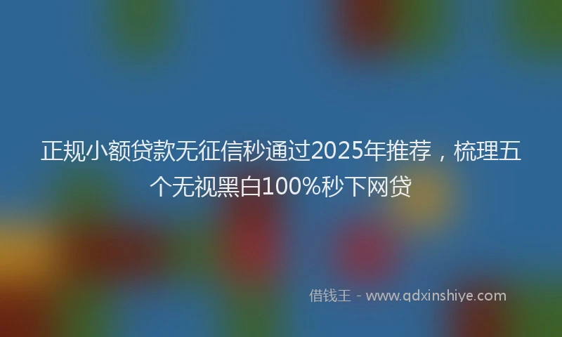 正规小额贷款无征信秒通过2025年推荐，梳理五个无视黑白100%秒下网贷