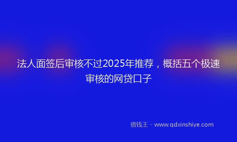 法人面签后审核不过2025年推荐，概括五个极速审核的网贷口子