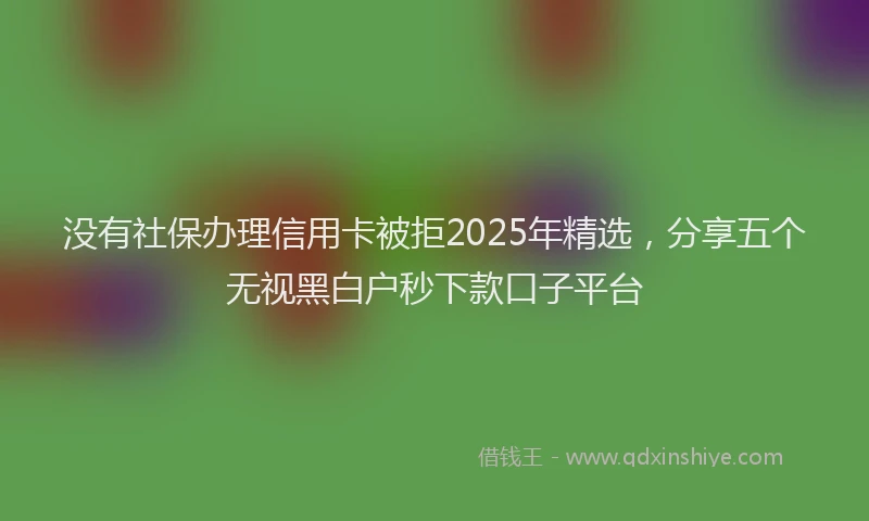 没有社保办理信用卡被拒2025年精选，分享五个无视黑白户秒下款口子平台