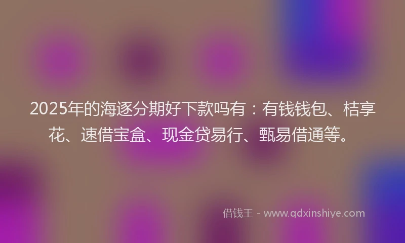 2025年的海逐分期好下款吗有：有钱钱包、桔享花、速借宝盒、现金贷易行、甄易借通等。