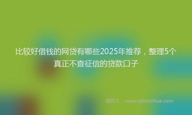 比较好借钱的网贷有哪些2025年推荐，整理5个真正不查征信的贷款口子