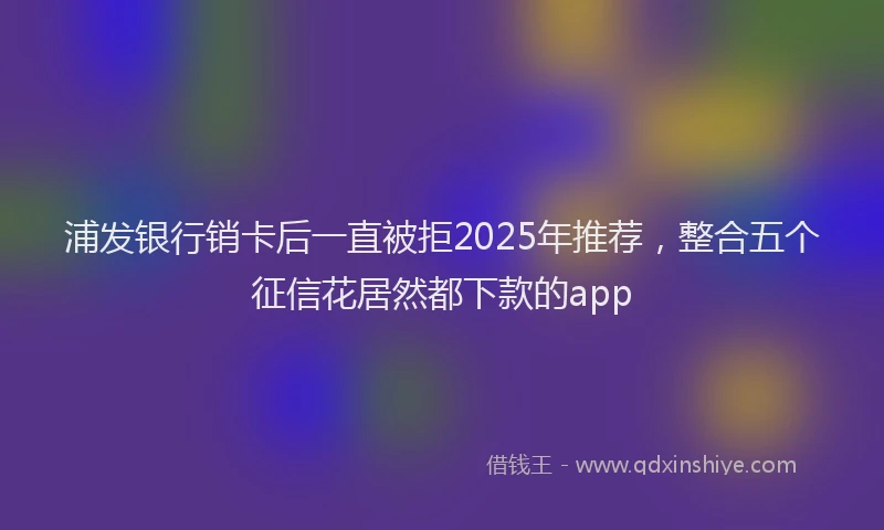浦发银行销卡后一直被拒2025年推荐，整合五个征信花居然都下款的app