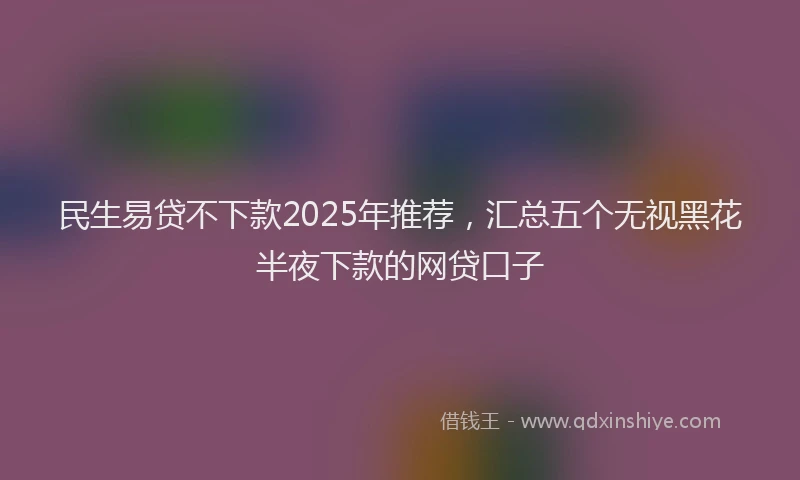 民生易贷不下款2025年推荐，汇总五个无视黑花半夜下款的网贷口子