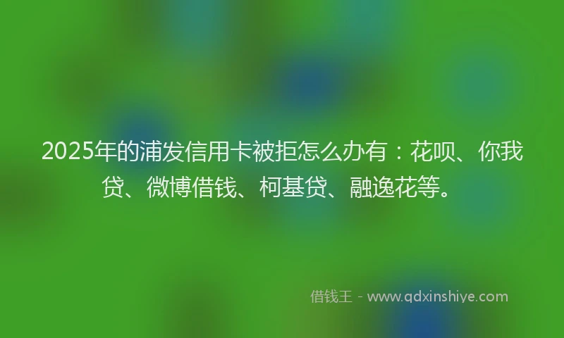 2025年的浦发信用卡被拒怎么办有：花呗、你我贷、微博借钱、柯基贷、融逸花等。