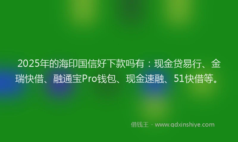 2025年的海印国信好下款吗有：现金贷易行、金瑞快借、融通宝Pro钱包、现金速融、51快借等。