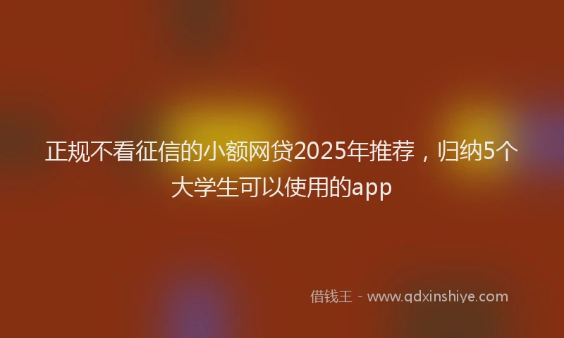 正规不看征信的小额网贷2025年推荐，归纳5个大学生可以使用的app