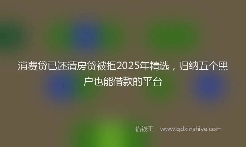 消费贷已还清房贷被拒2025年精选，归纳五个黑户也能借款的平台