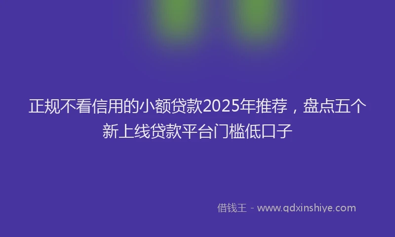 正规不看信用的小额贷款2025年推荐，盘点五个新上线贷款平台门槛低口子