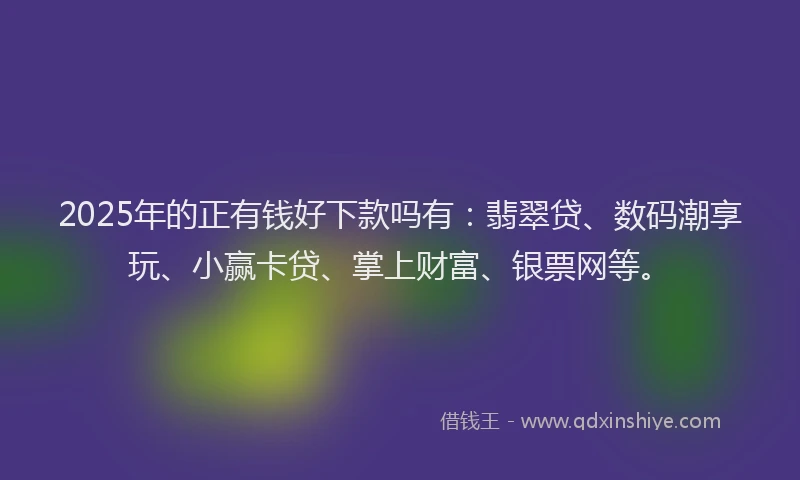 2025年的正有钱好下款吗有：翡翠贷、数码潮享玩、小赢卡贷、掌上财富、银票网等。