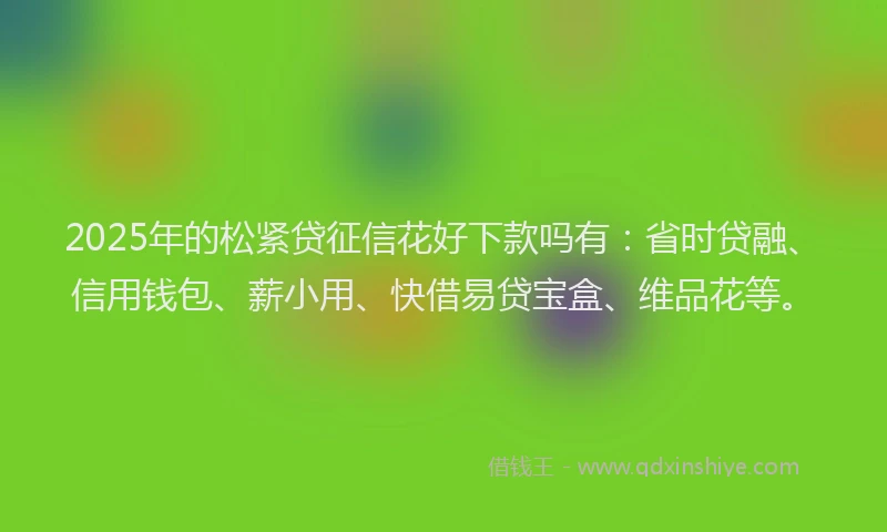 2025年的松紧贷征信花好下款吗有：省时贷融、信用钱包、薪小用、快借易贷宝盒、维品花等。
