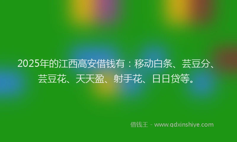 2025年的江西高安借钱有：移动白条、芸豆分、芸豆花、天天盈、射手花、日日贷等。
