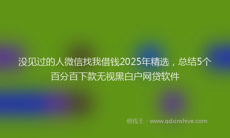 没见过的人微信找我借钱2025年精选，总结5个百分百下款无视黑白户网贷软件