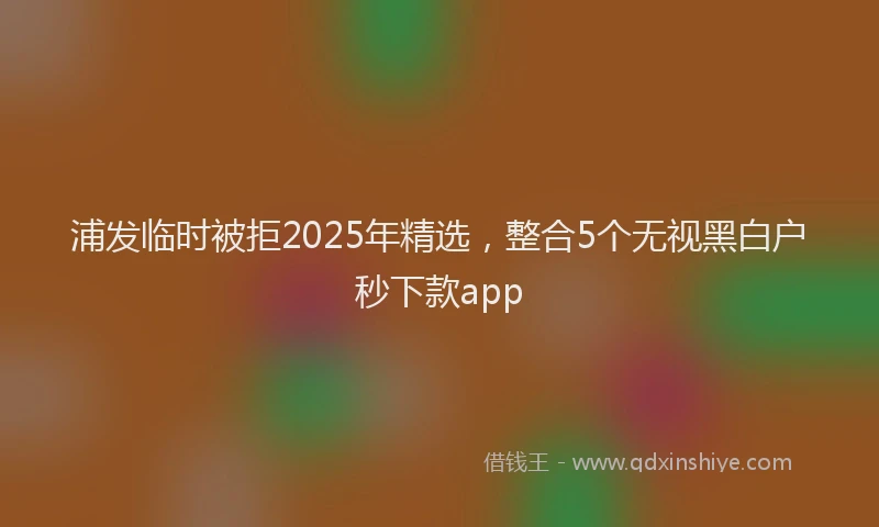 浦发临时被拒2025年精选，整合5个无视黑白户秒下款app