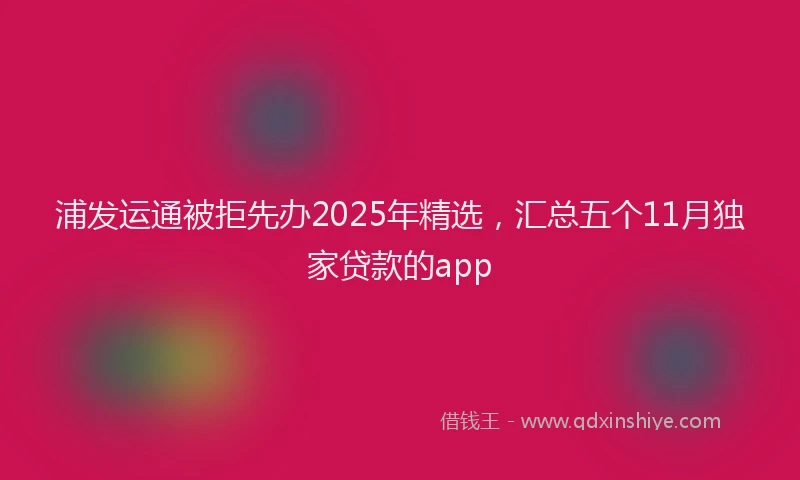 浦发运通被拒先办2025年精选，汇总五个11月独家贷款的app