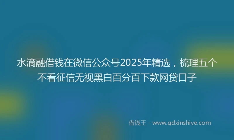 水滴融借钱在微信公众号2025年精选，梳理五个不看征信无视黑白百分百下款网贷口子