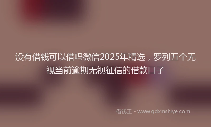 没有借钱可以借吗微信2025年精选，罗列五个无视当前逾期无视征信的借款口子
