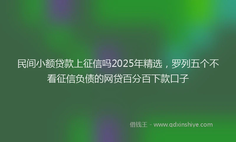 民间小额贷款上征信吗2025年精选，罗列五个不看征信负债的网贷百分百下款口子