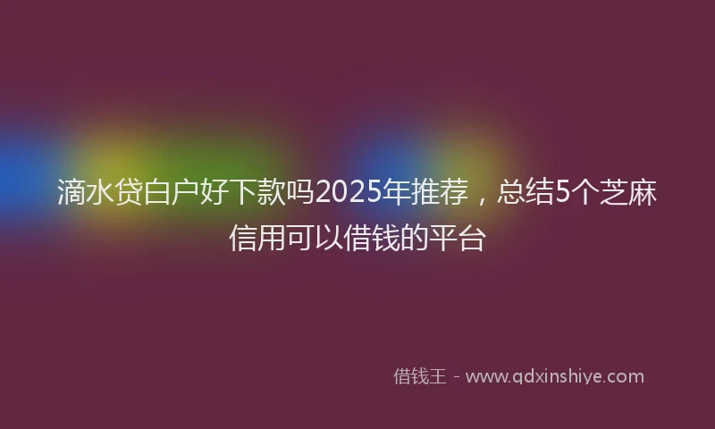 滴水贷白户好下款吗2025年推荐，总结5个芝麻信用可以借钱的平台