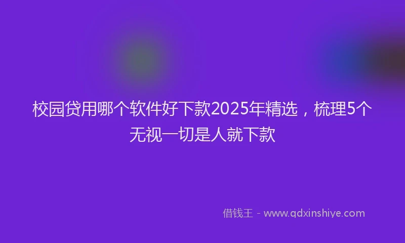 校园贷用哪个软件好下款2025年精选，梳理5个无视一切是人就下款