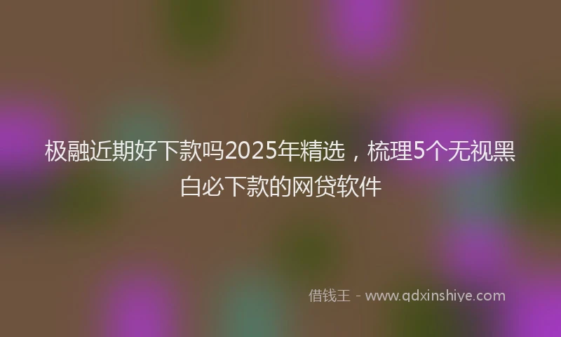 极融近期好下款吗2025年精选，梳理5个无视黑白必下款的网贷软件