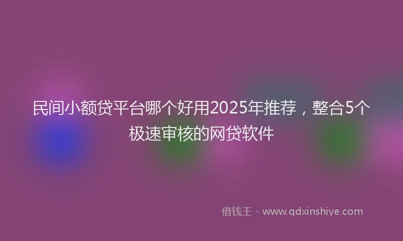 民间小额贷平台哪个好用2025年推荐，整合5个极速审核的网贷软件