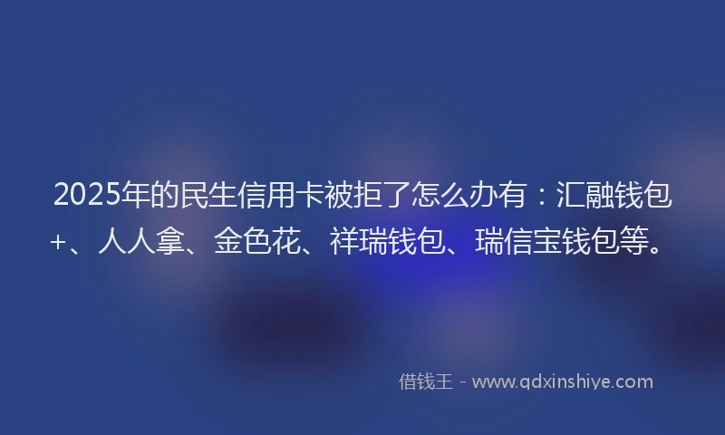 2025年的民生信用卡被拒了怎么办有：汇融钱包+、人人拿、金色花、祥瑞钱包、瑞信宝钱包等。