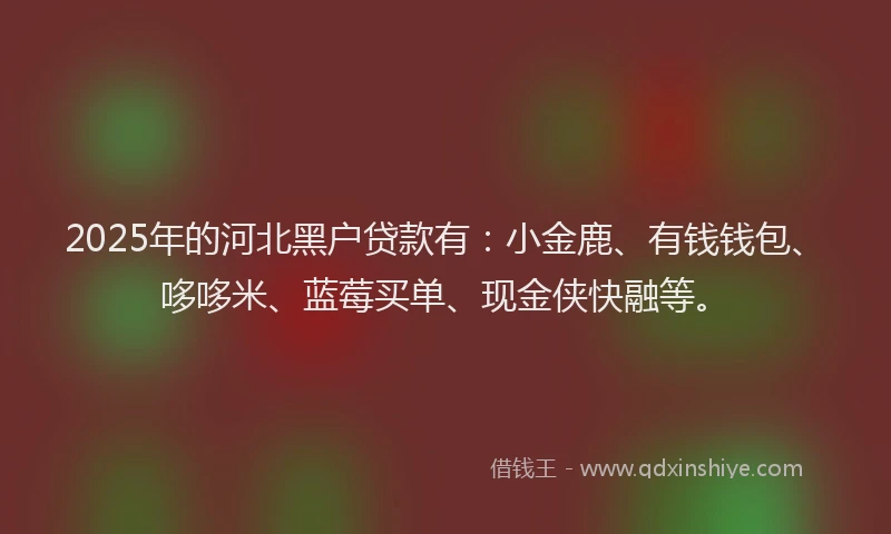 2025年的河北黑户贷款有：小金鹿、有钱钱包、哆哆米、蓝莓买单、现金侠快融等。