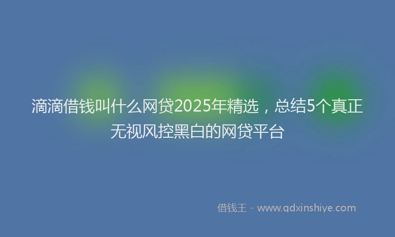 滴滴借钱叫什么网贷2025年精选，总结5个真正无视风控黑白的网贷平台