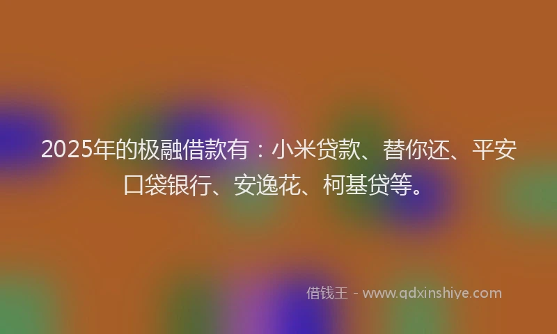 2025年的极融借款有：小米贷款、替你还、平安口袋银行、安逸花、柯基贷等。