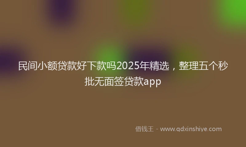 民间小额贷款好下款吗2025年精选，整理五个秒批无面签贷款app