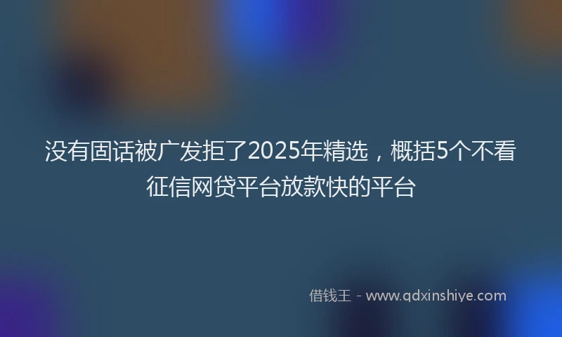 没有固话被广发拒了2025年精选，概括5个不看征信网贷平台放款快的平台