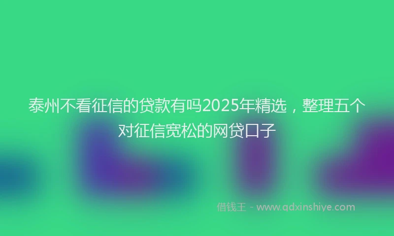 泰州不看征信的贷款有吗2025年精选，整理五个对征信宽松的网贷口子
