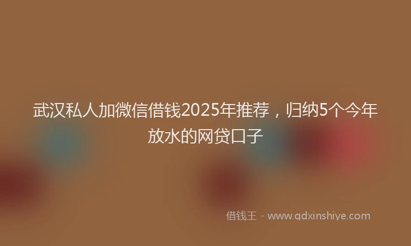 武汉私人加微信借钱2025年推荐，归纳5个今年放水的网贷口子