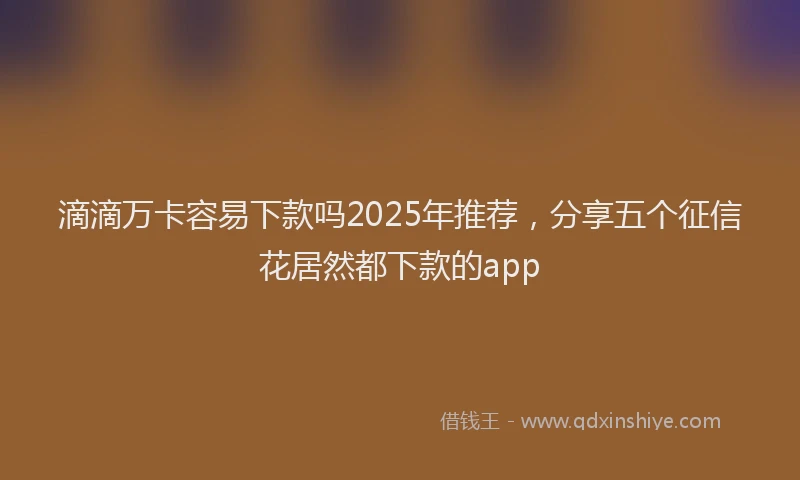 滴滴万卡容易下款吗2025年推荐，分享五个征信花居然都下款的app