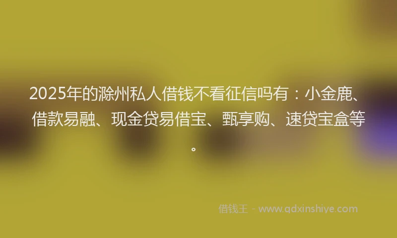 2025年的滁州私人借钱不看征信吗有：小金鹿、借款易融、现金贷易借宝、甄享购、速贷宝盒等。