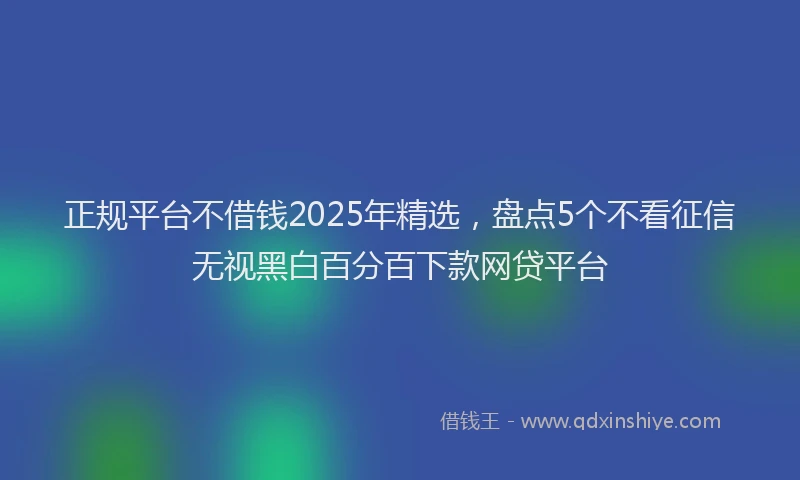 正规平台不借钱2025年精选，盘点5个不看征信无视黑白百分百下款网贷平台